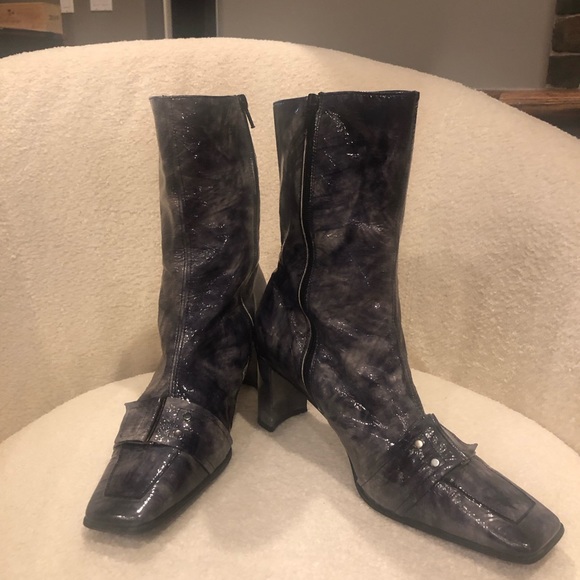 Women’s French made patent leather boot modelled denim colouring size 41 - Picture 2 of 5